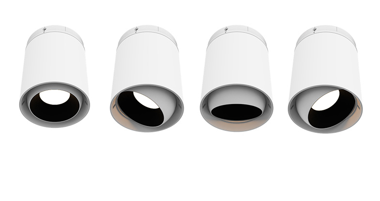 Integration of fixed angle adjustable downlight