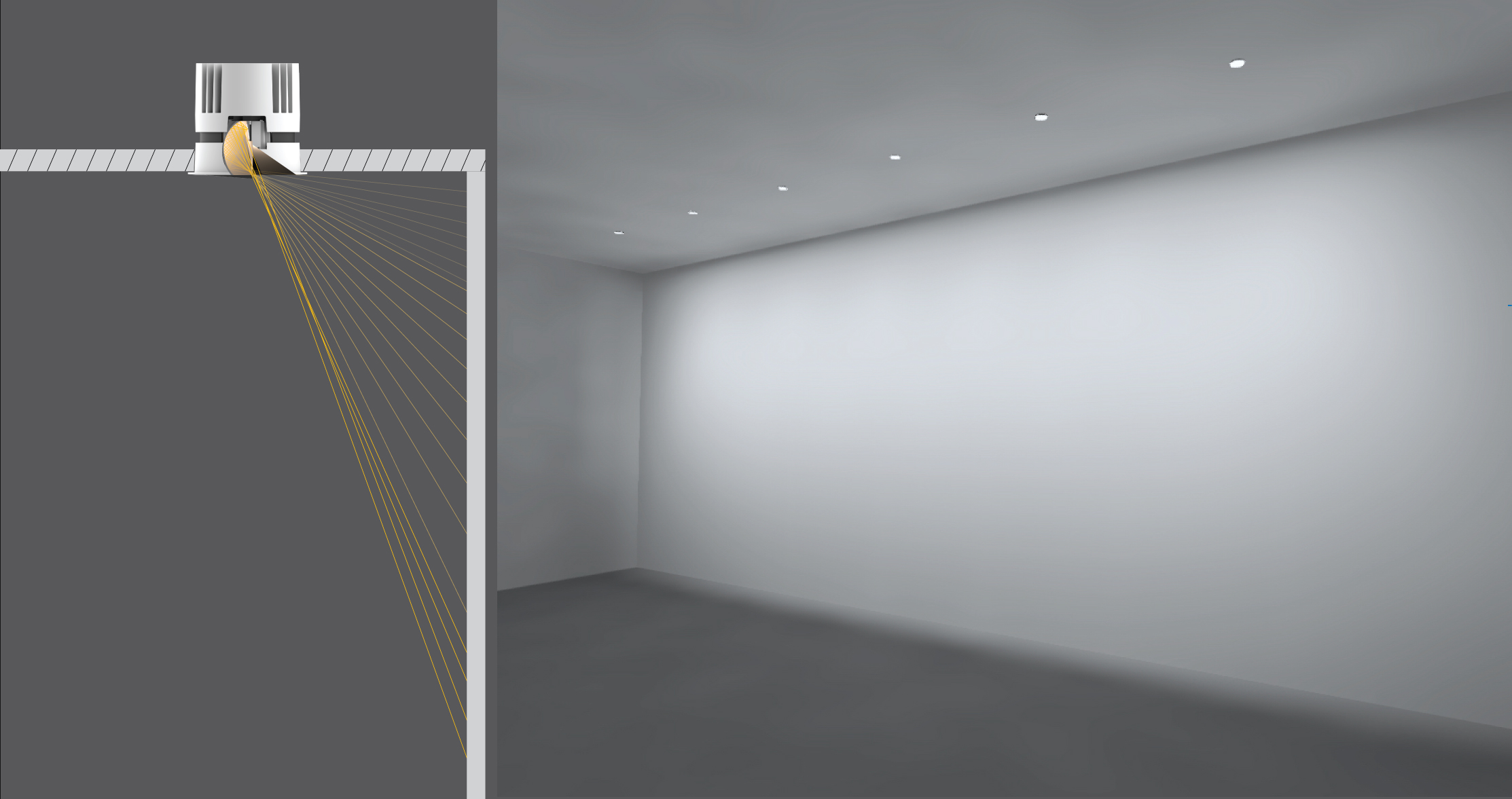 VOLTA Wall Wash Series brings greater light concentration to the wall, increasing the rate at which light reaches the wall.