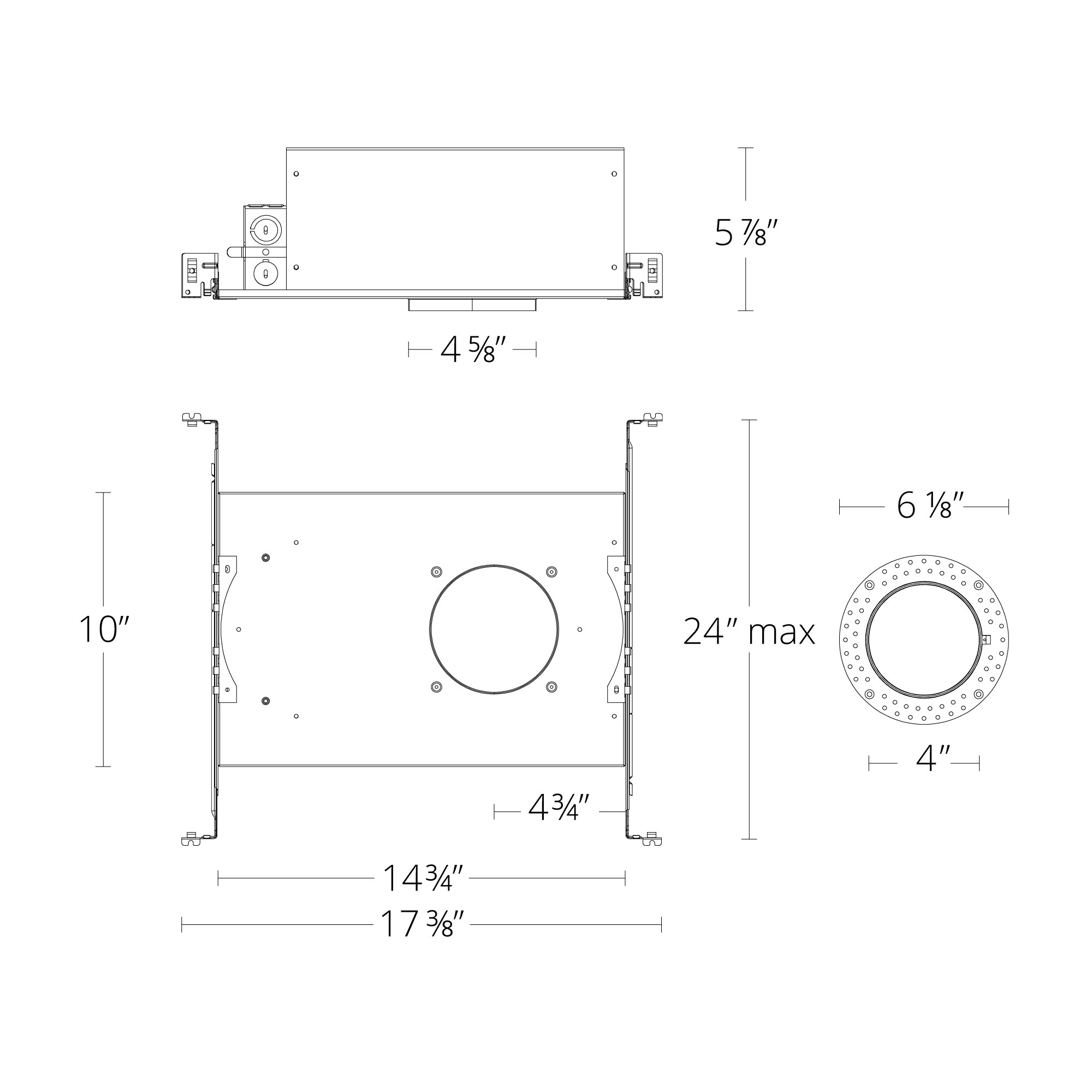 FQ 4″ New Const Housing Trimmed / Trimless, Round / Square