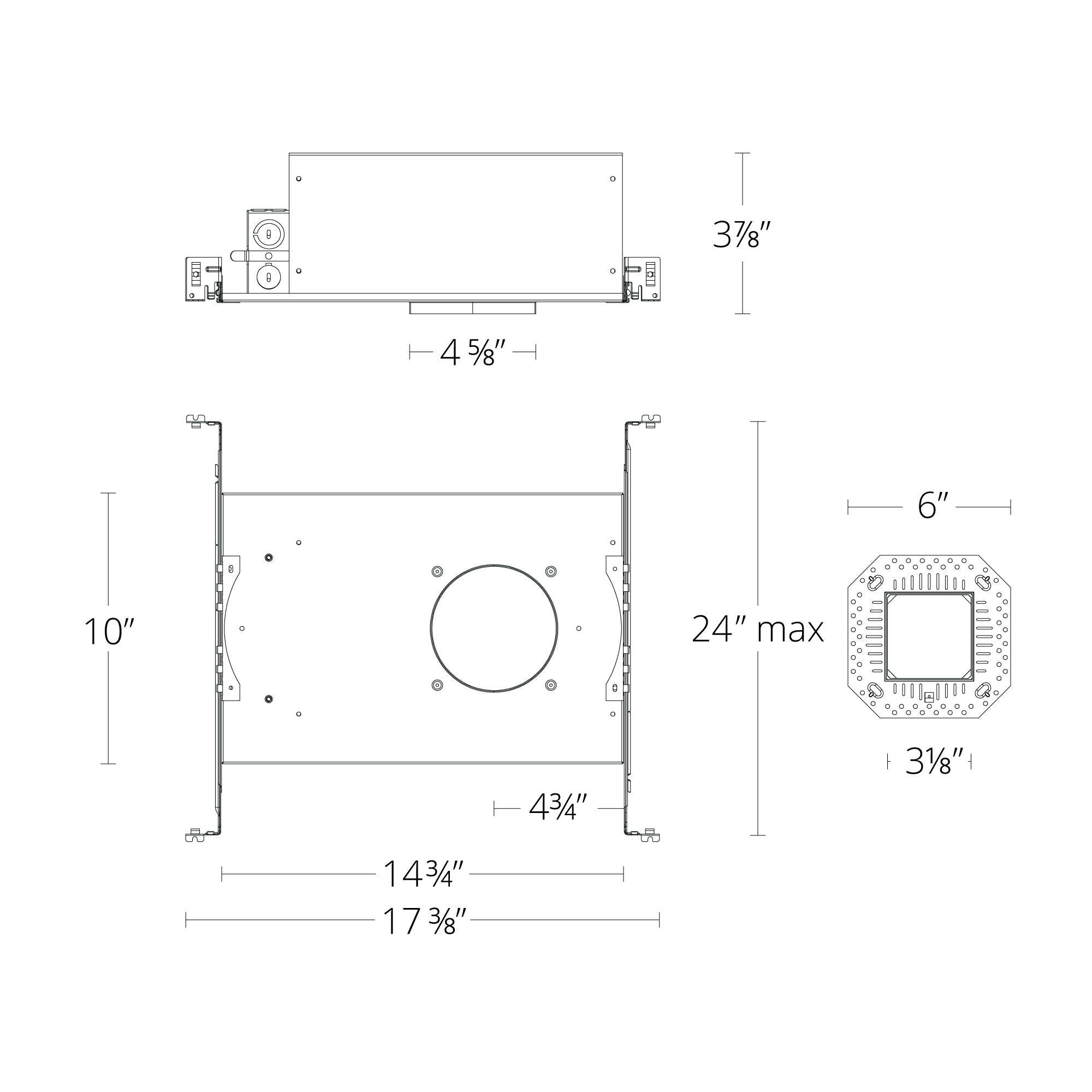 FQ 4″ New Const Housing Trimmed / Trimless, Round / Square